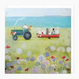 SMALL Whistlefish Wind In  Their Ears Art Card Cornwall Hannah Cole Dogs Tractor - Picture 1 of 1