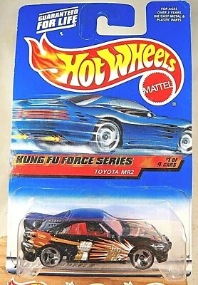 Toyota MR2 2000 Hot Wheels #33 serie Kung Fu Force 1/4 negro con cromo 3 radios Foto 1 de 4