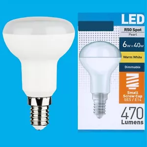2x 6W =40W R50 Dimmable Reflector Spotlight LED E14 SES Edison Screw Light Bulb - Picture 1 of 3