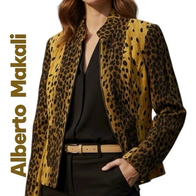 Alberto Makali Sport Vintage Cache Jacket Animal Print Leopard Cheetah Zip Sz 10 - Image 1 of 4
