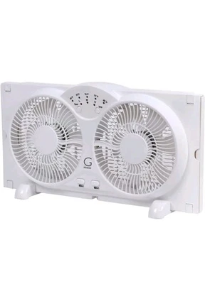 GENESIS Twin Window Fan Adjustable Thermostat Reversible Airflow 24 in. Wide - Image 1 of 4
