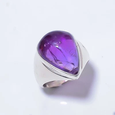 Amatista - Mashamba 925 Plata de Ley Solitario Hecho a Mano Anillo s.8.5 A397 Foto 1 de 4