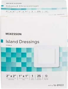 Aderezos Island, estériles, dimensiones 2 in x 2 in, almohadilla 1 in x 1 in, 25 unidades,... - Imagen 1 de 12