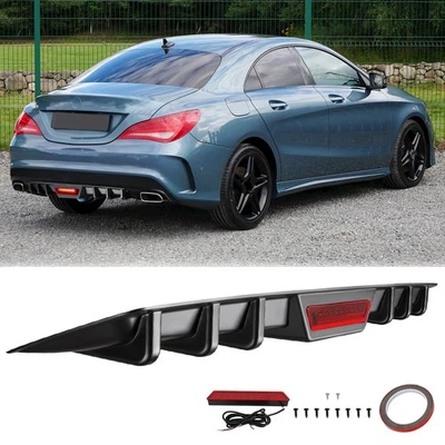 Gloss Rear Bumper Diffuser Lip Spoiler Led Light For Mercedes-Benz CLA250 CLA180 - Image 1 of 4