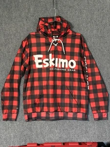 Eskimo UNRL Ice Fishing Gear Felpa con Cappuccio Uomo Rosso e Nero Plaid Comfort Style L - Foto 1 di 12