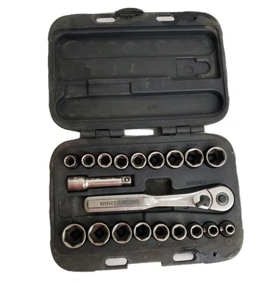 Rare VTG Craftsman 20 Piece 3/8 Drive 6pt Metric & SAE Socket Set 34864 Case USA - Image 1 of 4