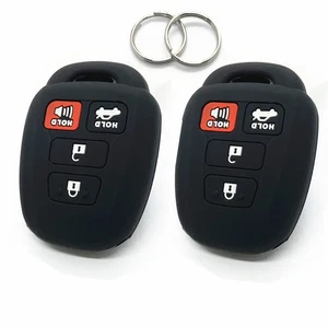 2Pcs Black Silicone For Toyota Camry Corolla RAV4 4 Buttons Key Case Fob Cover - Picture 1 of 6