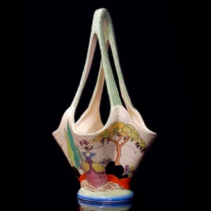 AN EXTREMELY RARE CLARICE CLIFF 'APPLIQUE IDYLL' FLOWER BASKET 1932-1933 - Picture 1 of 6