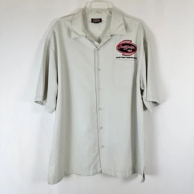 Barrett Jackson Button Up Shirt Men XL Short Sleeve Embroidered Graphic Retro - Image 1 of 4