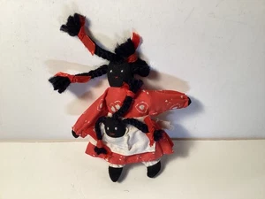 "Muñeca de trapo de arte popular afroamericano vintage hecha a mano de 4"" con bebé" - Imagen 1 de 4