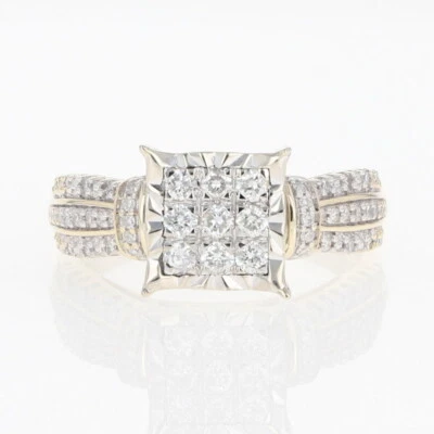 .45ctw Diamond Square-Shaped Cluster Engagement Ring 10k Multi-Tone Gold Size 7 - Image 1 of 4