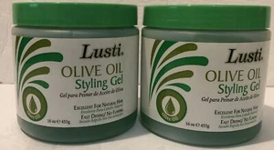 2x BRAND NEW LUSTI OLIVE OIL Hair Styling Gel, Fast Drying No Flaking 16oz Each - Picture 1 of 3