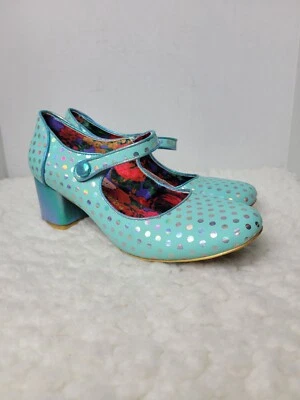Irregular Choice  Womens Mary Jane Size 10.5 Polka Dot Blue Metallic  - Image 1 of 4