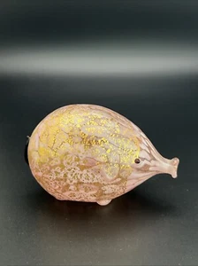 Genuine Murano Glass - Abstract Pig Figurine - pink with gold fleck - Picture 1 of 11