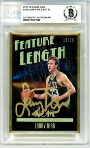 LARRY BIRD Signed 2017-18 Panini Noir #269 Feature Length Gold /25 BAS Auto - Picture 1 of 2