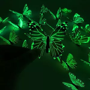 12Pcs Glow in Dark 3D Butterfly Wall Stickers Home Art Decor Room Decoration DIY - Picture 1 of 10