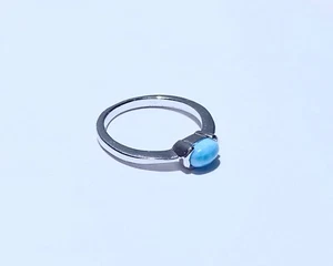 R0213 Classic Dominican Republic Natural Caribbean Larimar Sterling Silver Ring - Picture 1 of 4