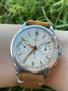 VINTAGE ZENITH CHRONOGRAPH MANUAL CAL.156 OVERSIZE MENS 38mm SWISS.SERVICED - Picture 1 of 13