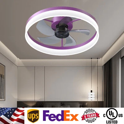 20 in Fan Light Ceiling Kit 3 Color Reversible LED Dimmable Purple With Remote - Image 1 of 4