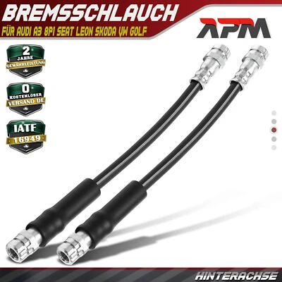 2x Bremsschlauch Bremsschläuche Hinterachse für Audi A3 Seat Leon Skoda VW Golf - Bild 1 von 4