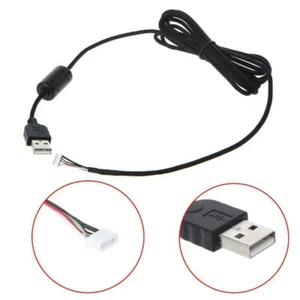 Black 2.2m/ 86.61"Mouse Mice USB Braided Cable Line Wire For Logitech G500 G500S - Afbeelding 1 van 10