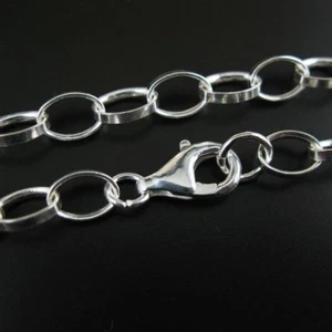Cadena de collar ovalada plana gruesa de plata de ley maciza de 7x5 mm - todos los tamaños - Imagen 1 de 7