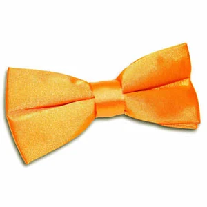 Fluorescent Orange Mens Bow Tie Satin Plain Solid Wedding Pre-Tied Bowtie by DQT - Picture 1 of 3