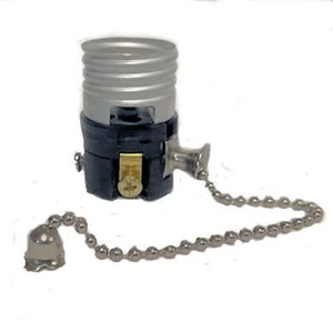 PULL-CHAIN INTERIOR SOCKET ONLY- BRASS OR NICKEL CHAIN - Picture 1 of 4