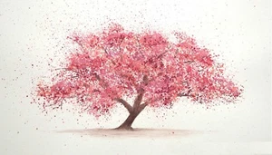 ABSTRACT PINK CHERRY BLOSSOM TREE CANVAS PICTURE POSTER PRINT UNFRAMED #827 - Picture 1 of 2