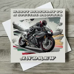 Personalised Birthday Card Biker Boyfriend Husband Dad Uncle Son Motorcycle Bike - Picture 1 of 2