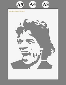 Stencil Mick Jagger Mylar A5/A4/A3 misure 190 micron - Foto 1 di 5