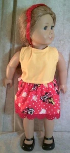 Ropa para Muñeca Hecha 2 Ajustes American Girl 18" pulgadas Amarillo Top M Ratón Falda Cabeza 3 piezas - Imagen 1 de 1