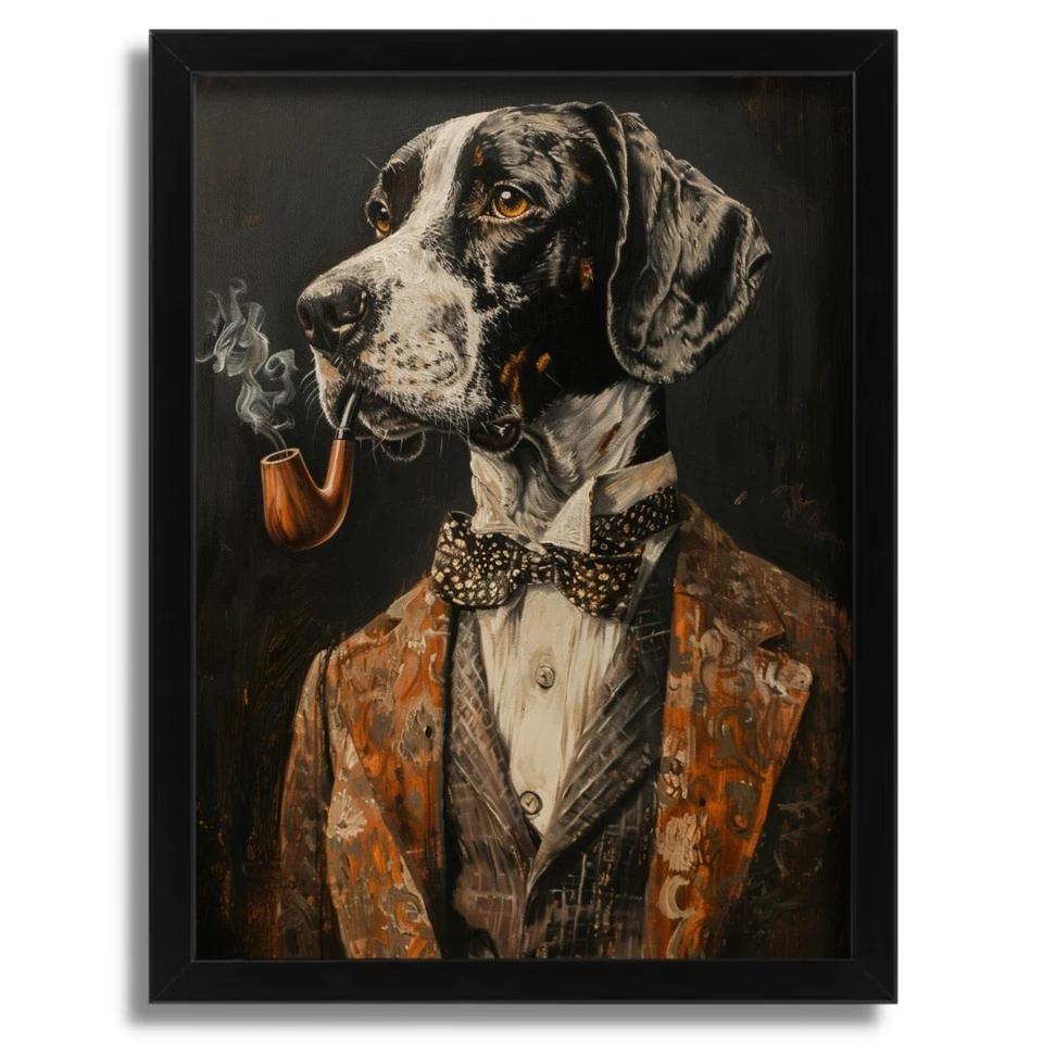 Elegant Great Dane in Suit Art Print - Dapper Dog with Pipe Great Dane Wall Art  - Image 1 of 1