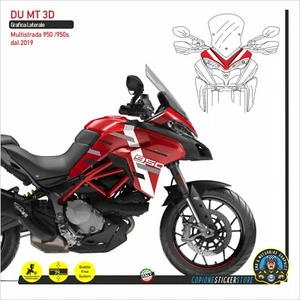 Kit Adesivi moto compatibili DUCATI MULTISTRADA 950s 2019 fasce laterali MT 3D - Picture 1 of 1