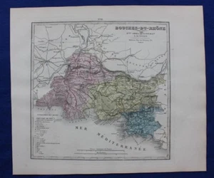 Original antique map BOUCHES DU RHONE, FRANCE, MARSEILLE, Le Vasseur, 1878 - Picture 1 of 4