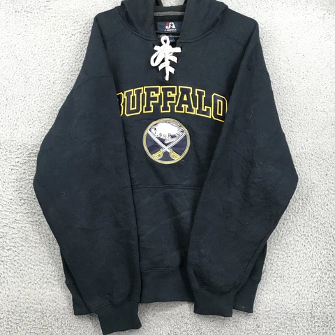 J. American Sweater Adult Medium Blue NHL Buffalo Sabres Pullover Hoodie 28163 Cover