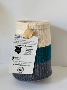 New Handmade Woven African Kenya Blessing Basket with Artist Card - Picture 1 of 13