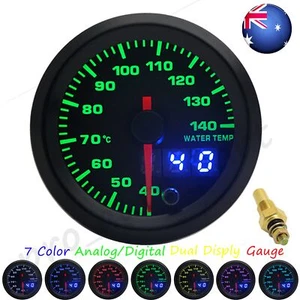 2" 52mm 7 Color Water Temp Gauge With Sensor Auto Boat Analog/Digital Dual Displ - Picture 1 of 10