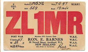 QSL Radio ZL1MR Newell Street Auckland New Zealand 1947 ham Ron Barnes DX SWL - Picture 1 of 1