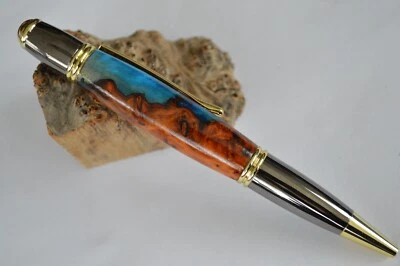 Drehkugelschreiber gedrechselt aus Resin und edler Eibe/ UNIKAT u Geschenkebox - Bild 1 von 4