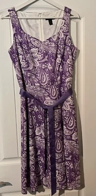Vestido Spenser Jeremy para mujer 8 forrados púrpura blanco paisley vestido con cinturón Foto 1 de 4