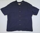 Tommy Bahama Men's Button Up Shirt 3XL 100% Silk Original Fit Dark Blue