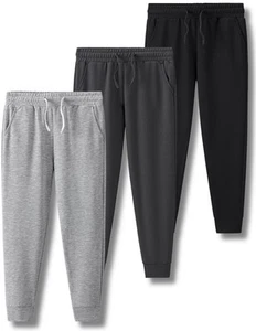 3 Pack Boys Lightweight Jogger Pants, Youth Athletic Sweatpants, Kids Toddler... - Picture 1 of 7
