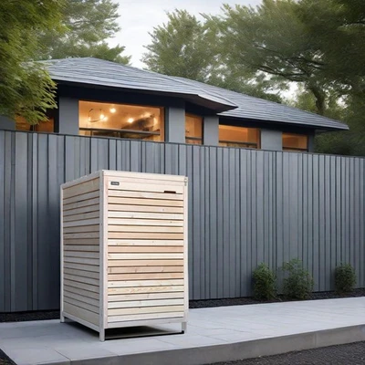 LUKADRIA Mülltonnenbox aus Holz für 1 Tonne bis 240L mit Rückwand in natur ADRIA24