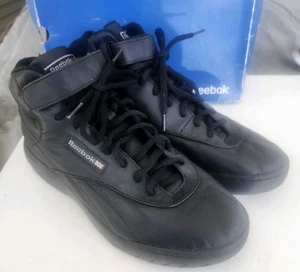 Size 12 - Reebok Freestyle High Triple Black W - Picture 1 of 10