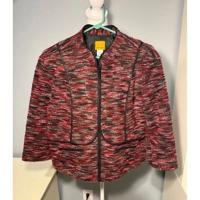 Ruby Rd Womens Jacket Size 18 Multi Color Textured Zipper Front Blazer - Image 1 of 4