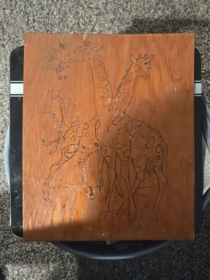 Giraffe Wood Carving by Bernard Popham Hand Carved  Signed - Image 1 of 4