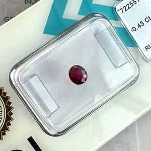 IGI CERTIFIED Deep Red THAILAND Ruby Oval Cut 0.43ct RARE Loose Gemtone - Picture 1 of 5