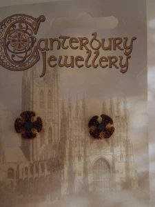 Canterbury Cross  Post Earrings - Picture 1 of 4