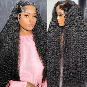250% Density 13X6 30 Inch Deep Wave Lace Front Wigs Human Hair Curly Wig Wet ... - Picture 1 of 6